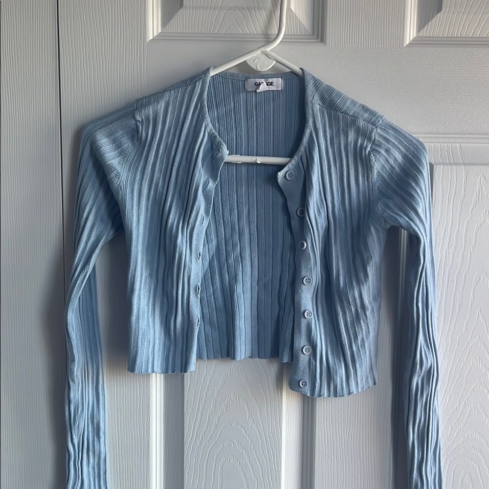 Garage Sky Blue Ribbed Top